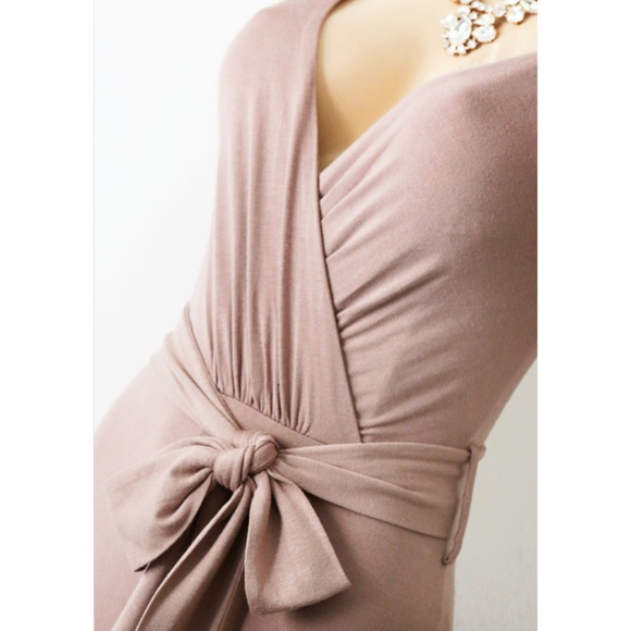Mocha Taupe Surplice V Neck Sexy Bodycon Jumpsuit - Picture 2 of 8